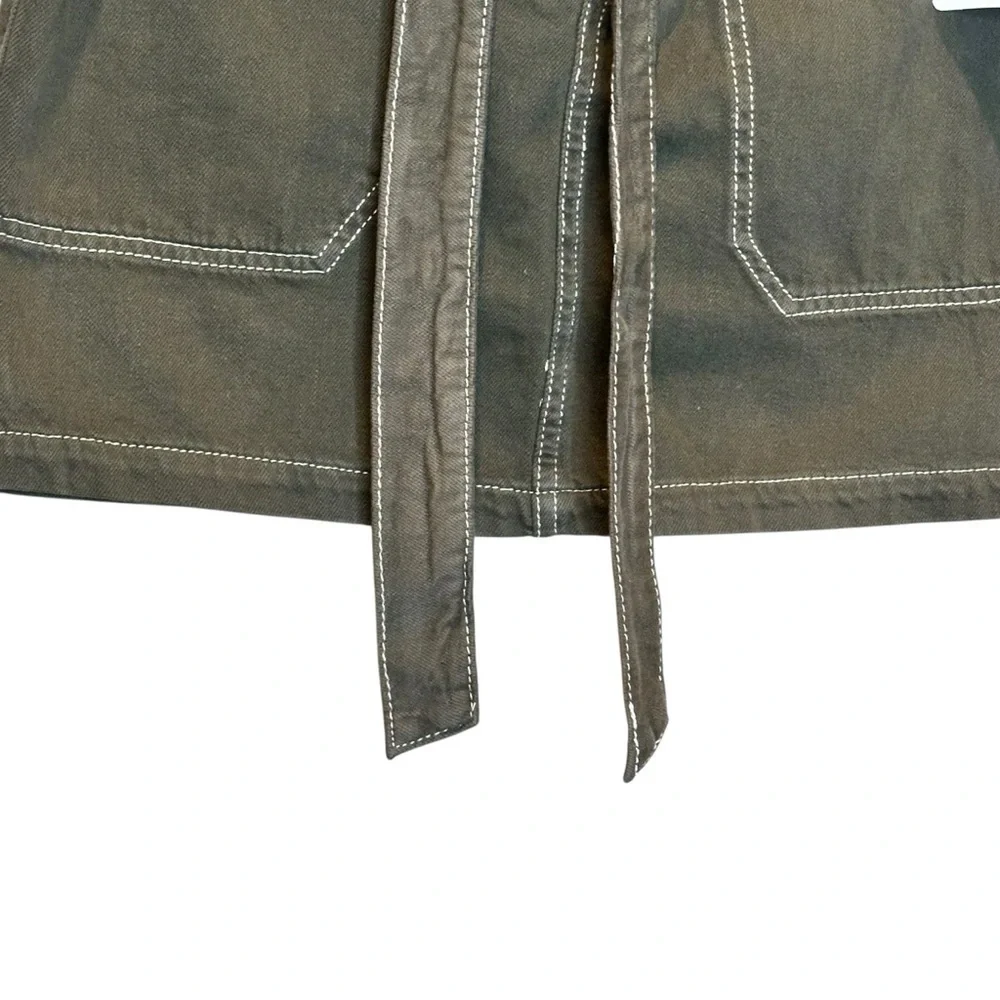 Free People Splendor  In The Grass Army Green Paper Bag Denim Skirt Size 4 NEW - Picture 8 of 11